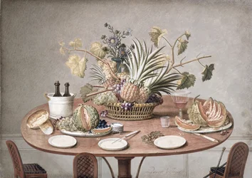 Still Life of a Table with Flowers and Fruit